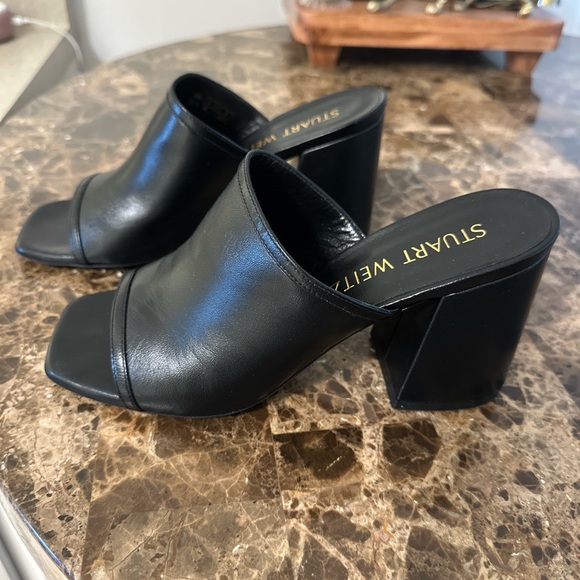 Stuart Weitzman Black Leather Mules - Picture 2 of 10